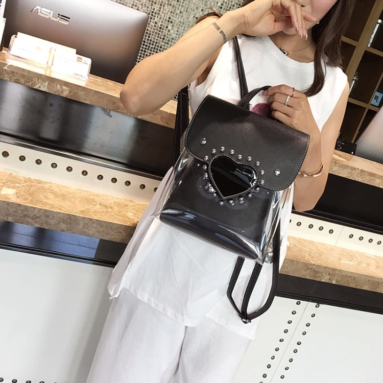 Heart-shaped 2 in 1 Detachable Backpack Girl Bag Translucent Handbag