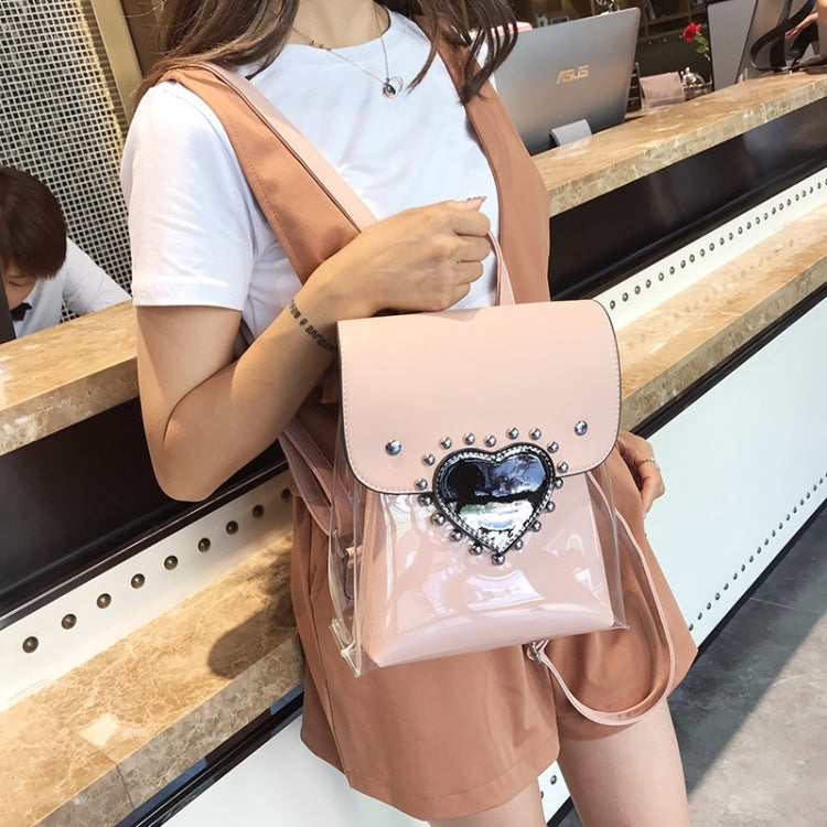 Heart-shaped 2 in 1 Detachable Backpack Girl Bag Translucent Handbag