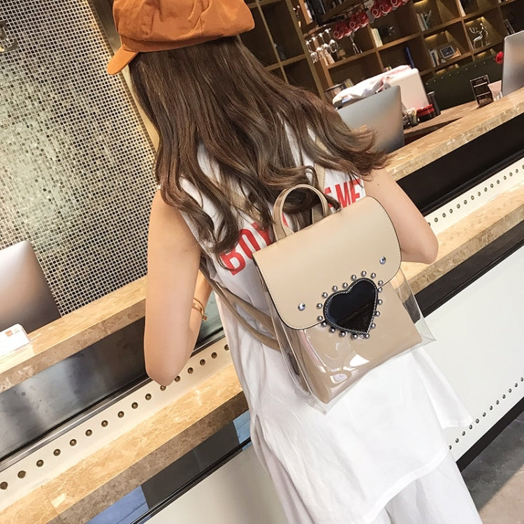 Heart-shaped 2 in 1 Detachable Backpack Girl Bag Translucent Handbag