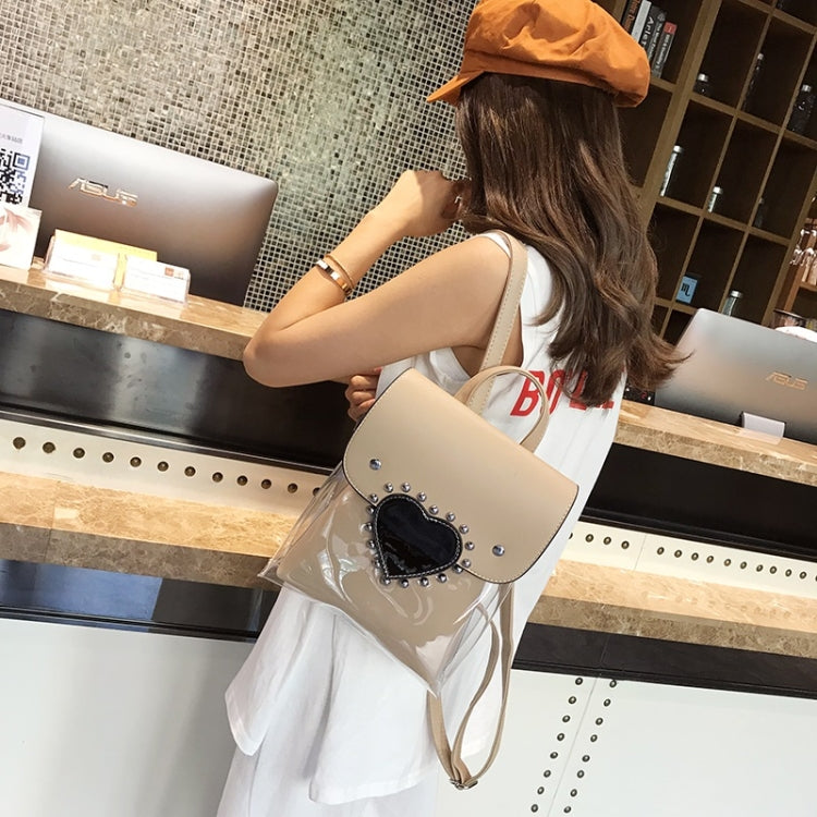 Heart-shaped 2 in 1 Detachable Backpack Girl Bag Translucent Handbag