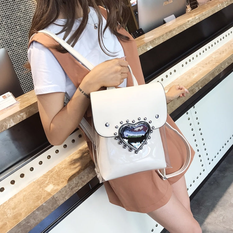 Heart-shaped 2 in 1 Detachable Backpack Girl Bag Translucent Handbag