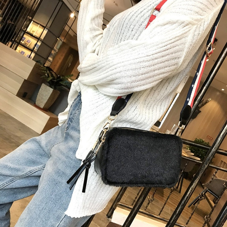 Cute Square Bag Plush PU Leather Handbag Single Shoulder Girl Crossbody Bag