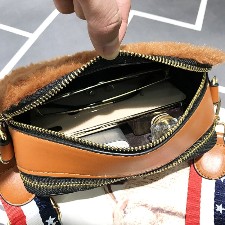 Cute Square Bag Plush PU Leather Handbag Single Shoulder Girl Crossbody Bag