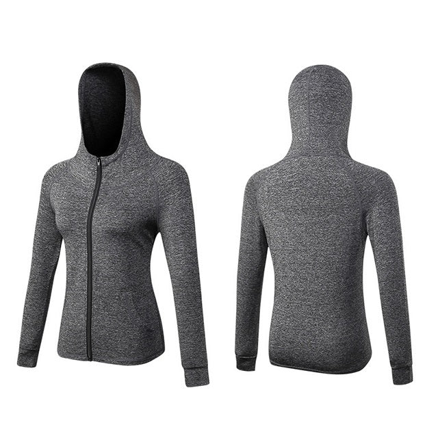 Autumn And Winter Zipper Long-sleeved Hooded Sports Jacket For Ladies