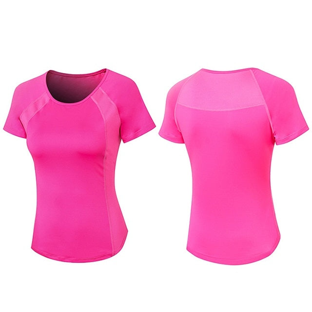 Tight Round Neck Sports Short Sleeve T-shirt For Ladies