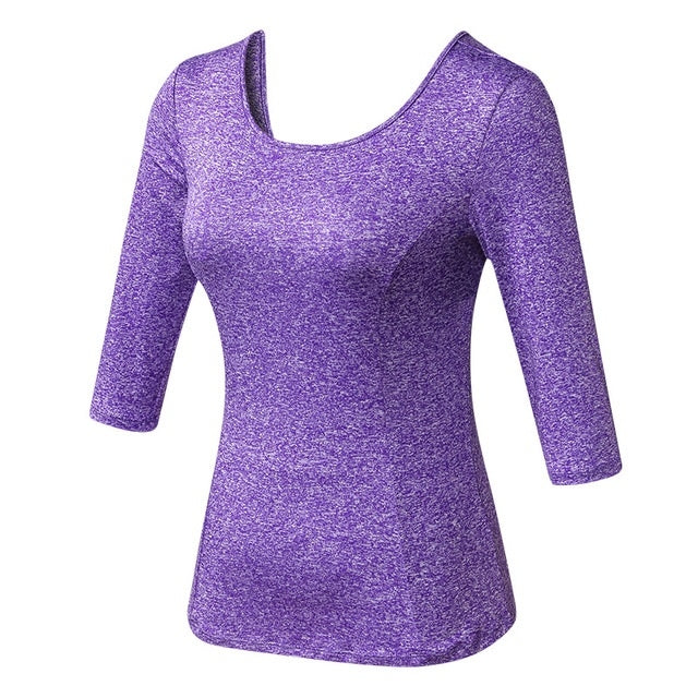 Back Cross Medium-length Sleeve Yoga Sportswear For Ladies