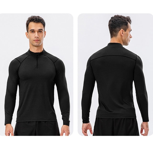 Autumn And Winter Half Zipper Long-sleeved Slim Fit Sportswear For Men