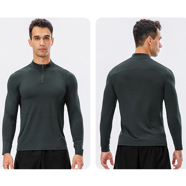 Autumn And Winter Half Zipper Long-sleeved Slim Fit Sportswear For Men