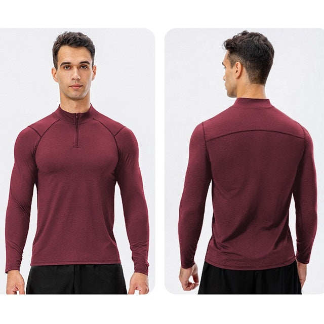 Autumn And Winter Half Zipper Long-sleeved Slim Fit Sportswear For Men