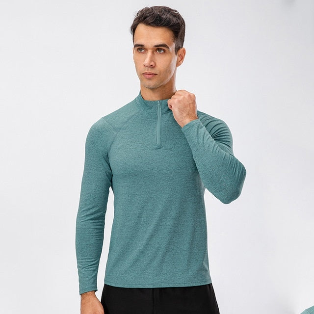 Autumn And Winter Half Zipper Long-sleeved Slim Fit Sportswear For Men