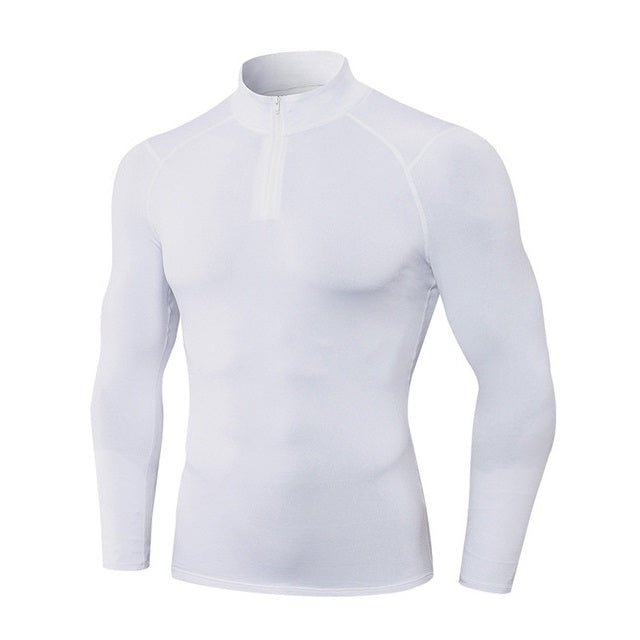 Autumn And Winter Plus Velvet Half Zipper Long-sleeved Slim Fit Sportswear For Men