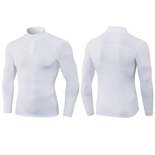 Autumn And Winter Plus Velvet Half Zipper Long-sleeved Slim Fit Sportswear For Men