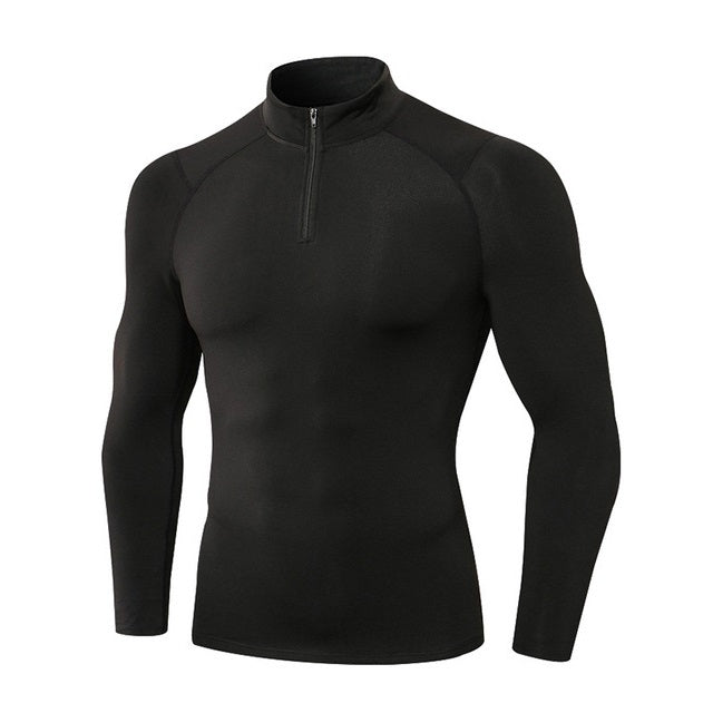 Autumn And Winter Plus Velvet Half Zipper Long-sleeved Slim Fit Sportswear For Men