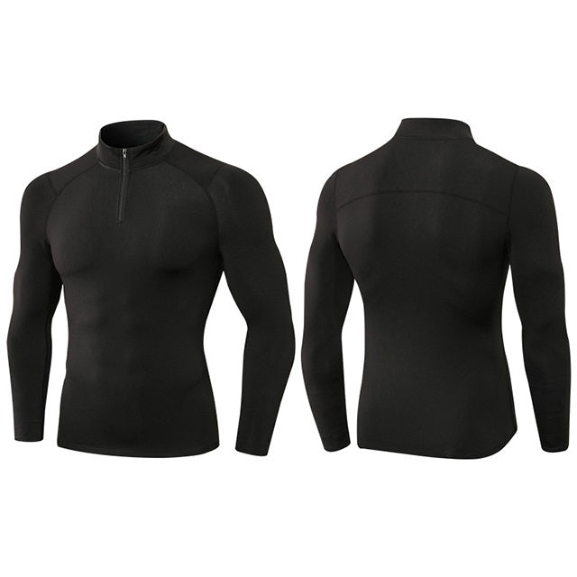 Autumn And Winter Plus Velvet Half Zipper Long-sleeved Slim Fit Sportswear For Men