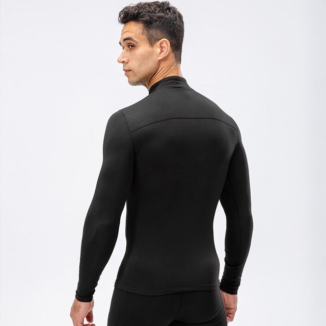 Autumn And Winter Plus Velvet Half Zipper Long-sleeved Slim Fit Sportswear For Men