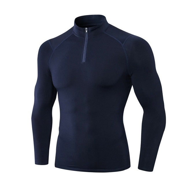 Autumn And Winter Plus Velvet Half Zipper Long-sleeved Slim Fit Sportswear For Men