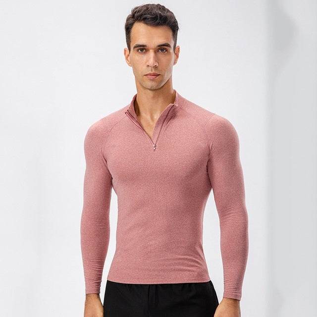 Autumn And Winter Plus Velvet Half Zipper Long-sleeved Slim Fit Sportswear For Men