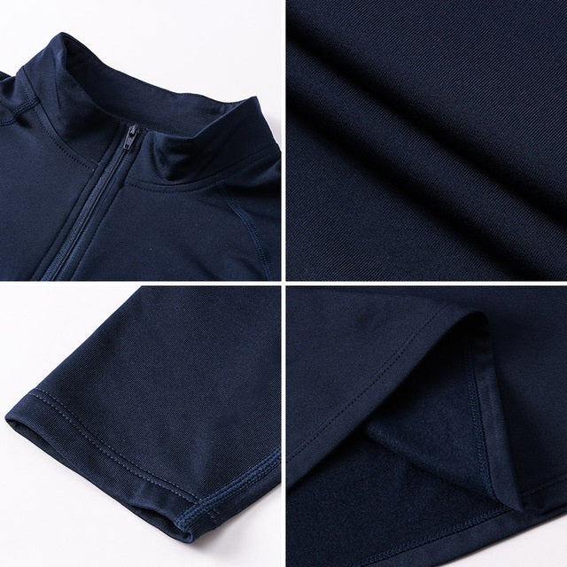 Autumn And Winter Plus Velvet Half Zipper Long-sleeved Slim Fit Sportswear For Men