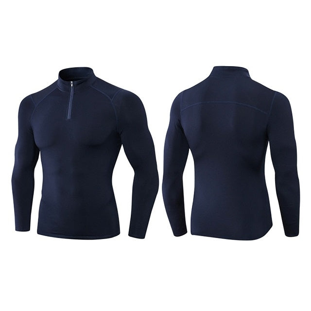 Autumn And Winter Plus Velvet Half Zipper Long-sleeved Slim Fit Sportswear For Men