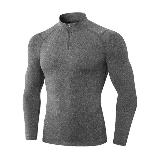 Autumn And Winter Plus Velvet Half Zipper Long-sleeved Slim Fit Sportswear For Men