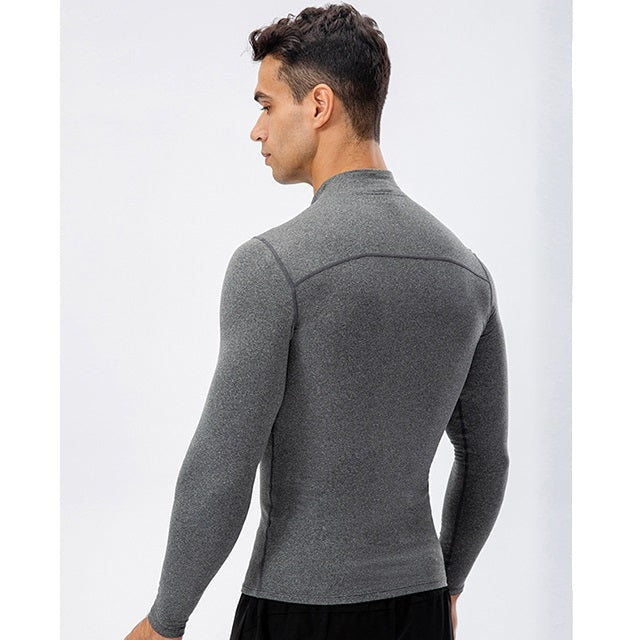Autumn And Winter Plus Velvet Half Zipper Long-sleeved Slim Fit Sportswear For Men