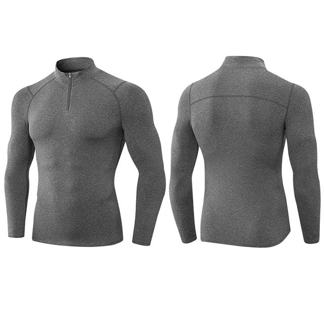 Autumn And Winter Plus Velvet Half Zipper Long-sleeved Slim Fit Sportswear For Men