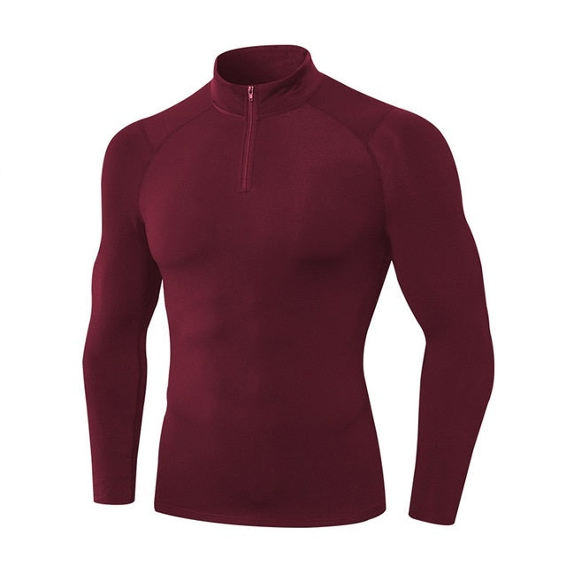 Autumn And Winter Plus Velvet Half Zipper Long-sleeved Slim Fit Sportswear For Men