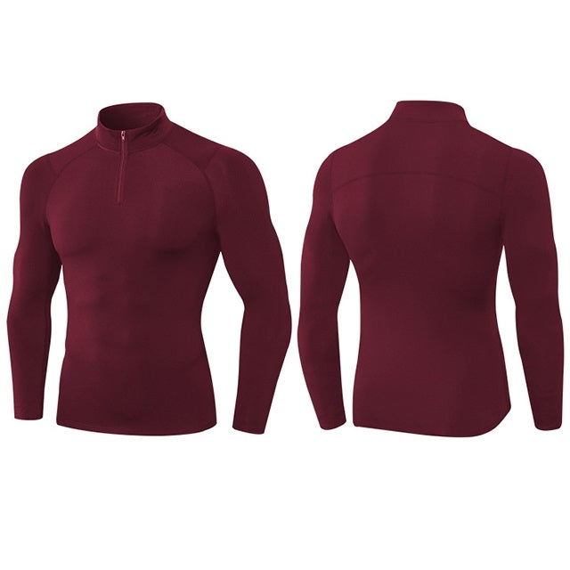 Autumn And Winter Plus Velvet Half Zipper Long-sleeved Slim Fit Sportswear For Men