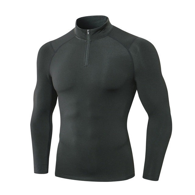 Autumn And Winter Plus Velvet Half Zipper Long-sleeved Slim Fit Sportswear For Men