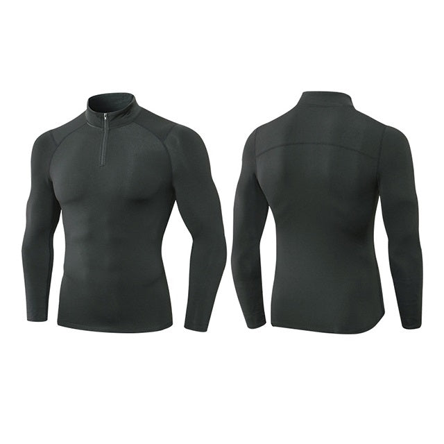 Autumn And Winter Plus Velvet Half Zipper Long-sleeved Slim Fit Sportswear For Men