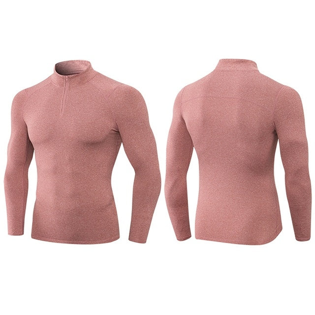 Autumn And Winter Plus Velvet Half Zipper Long-sleeved Slim Fit Sportswear For Men