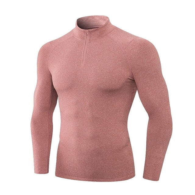 Autumn And Winter Plus Velvet Half Zipper Long-sleeved Slim Fit Sportswear For Men