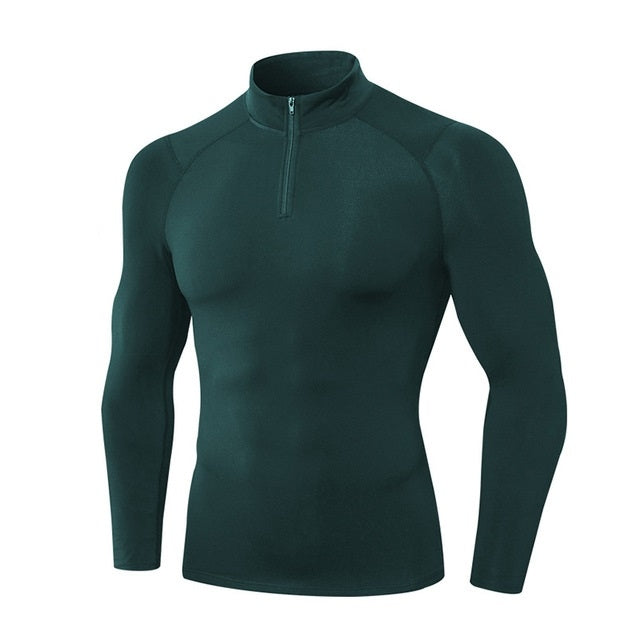 Autumn And Winter Plus Velvet Half Zipper Long-sleeved Slim Fit Sportswear For Men