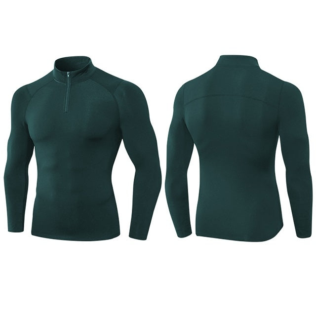 Autumn And Winter Plus Velvet Half Zipper Long-sleeved Slim Fit Sportswear For Men