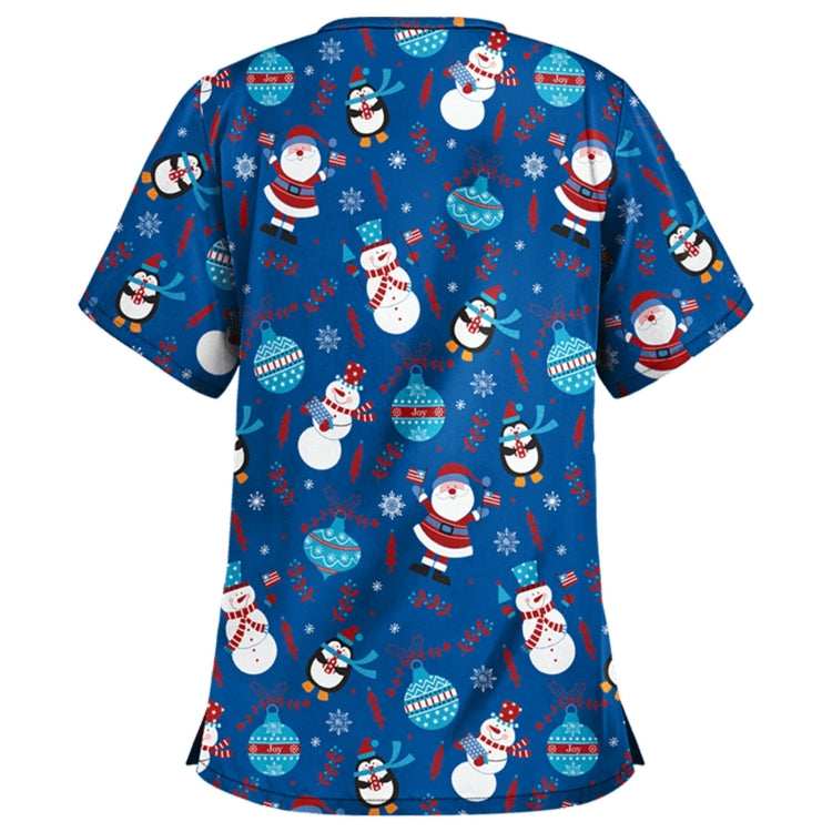 Christmas Print Short-sleeved Pocket T-shirt Nurse Uniform