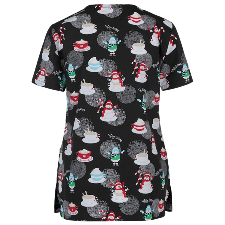 Christmas Print Short-sleeved Pocket T-shirt Nurse Uniform