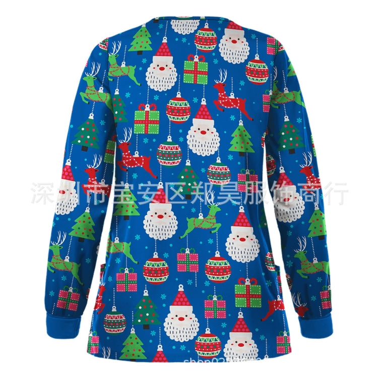 Christmas Long-sleeved Stand-up Collar Single-breasted Printed Protective Work Clothes