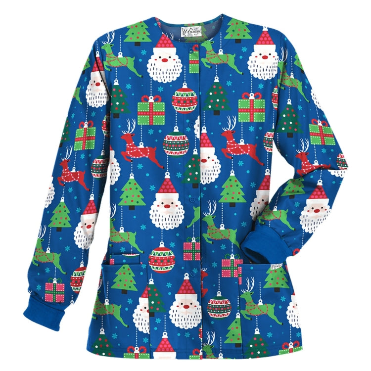 Christmas Long-sleeved Stand-up Collar Single-breasted Printed Protective Work Clothes