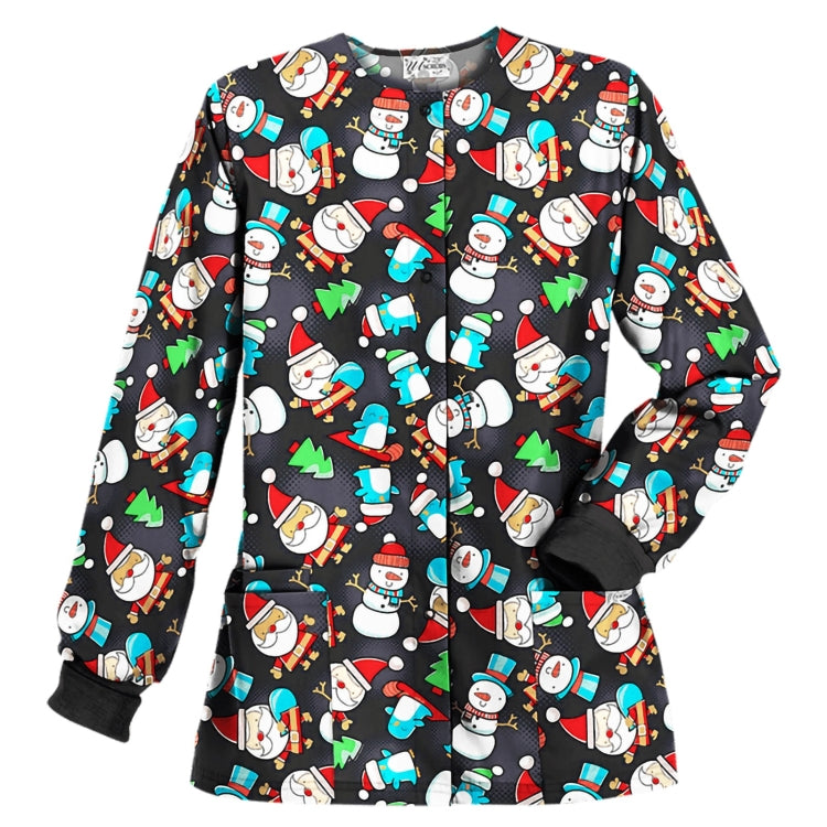 Christmas Long-sleeved Stand-up Collar Single-breasted Printed Protective Work Clothes