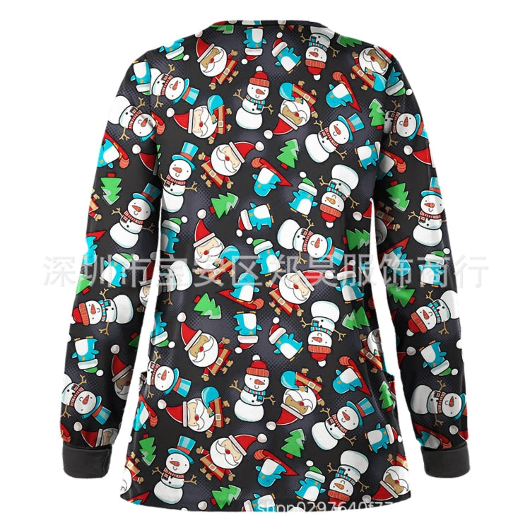 Christmas Long-sleeved Stand-up Collar Single-breasted Printed Protective Work Clothes