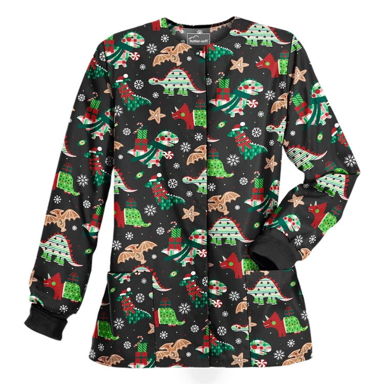 Christmas Long-sleeved Stand-up Collar Single-breasted Printed Protective Work Clothes