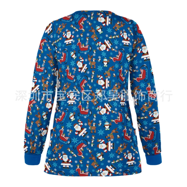 Christmas Long-sleeved Stand-up Collar Single-breasted Printed Protective Work Clothes