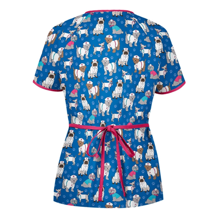 Printed V-neck Mid-length Nurse Uniform T-shirt