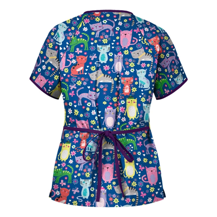 Printed V-neck Mid-length Nurse Uniform T-shirt