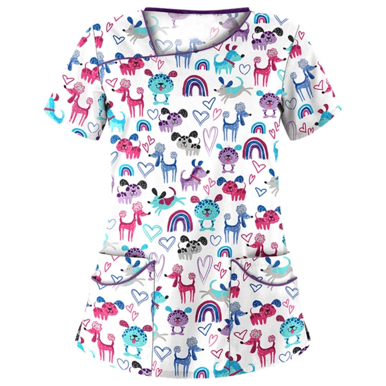 Printed Round Neck Slim-fit Nurse Uniform T-shirt