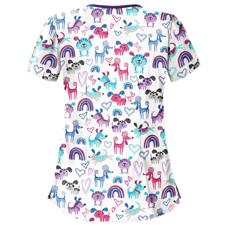 Printed Round Neck Slim-fit Nurse Uniform T-shirt