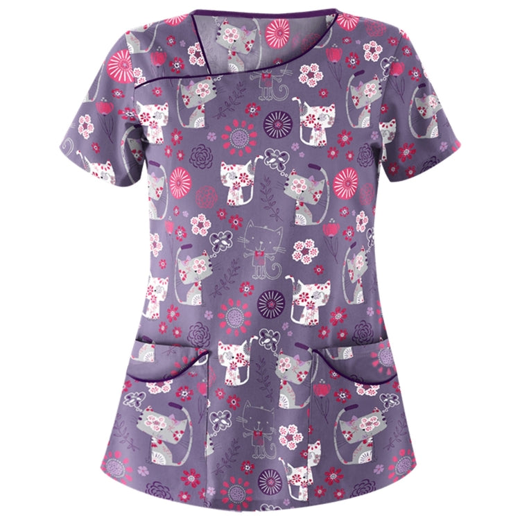 Printed Round Neck Slim-fit Nurse Uniform T-shirt