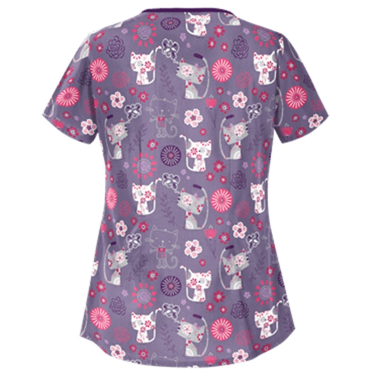 Printed Round Neck Slim-fit Nurse Uniform T-shirt