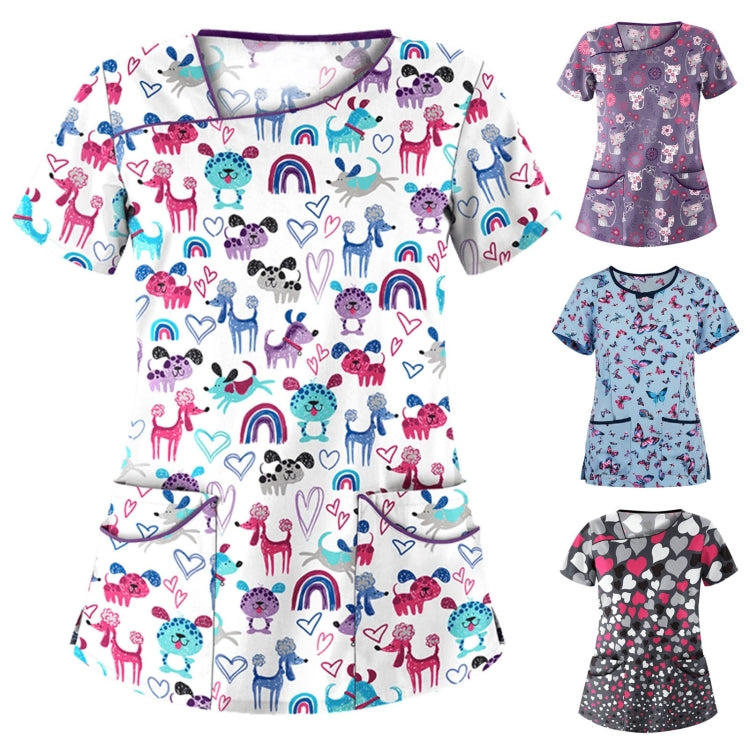 Printed Round Neck Slim-fit Nurse Uniform T-shirt