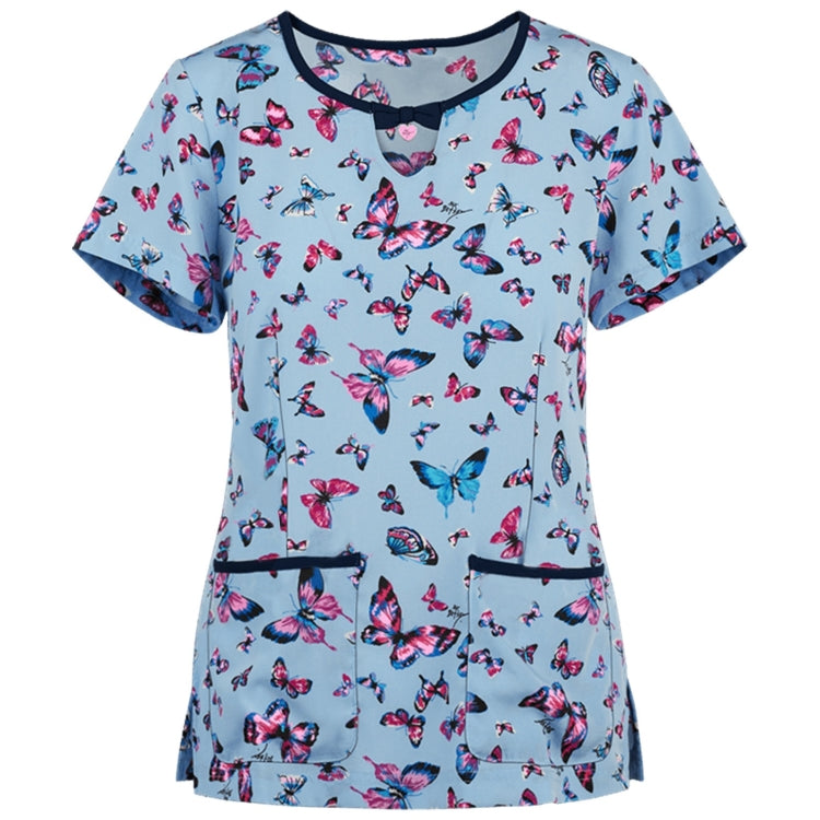 Printed Round Neck Slim-fit Nurse Uniform T-shirt